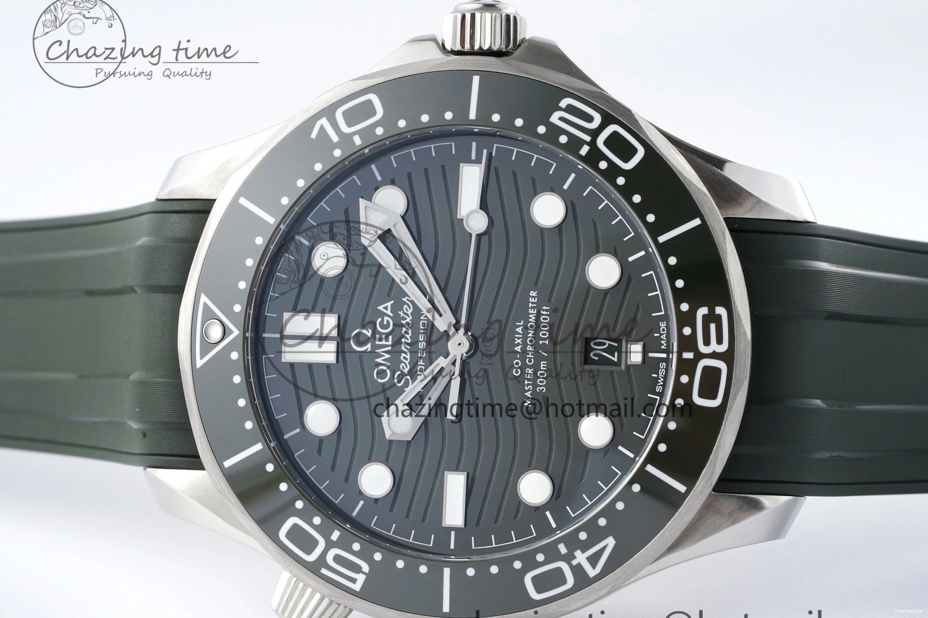 0316 Seamaster Diver 300M ZF 1:1 Best Edition Green Ceramic Green Dial on Green Rubber Strap A TravelReady 7823